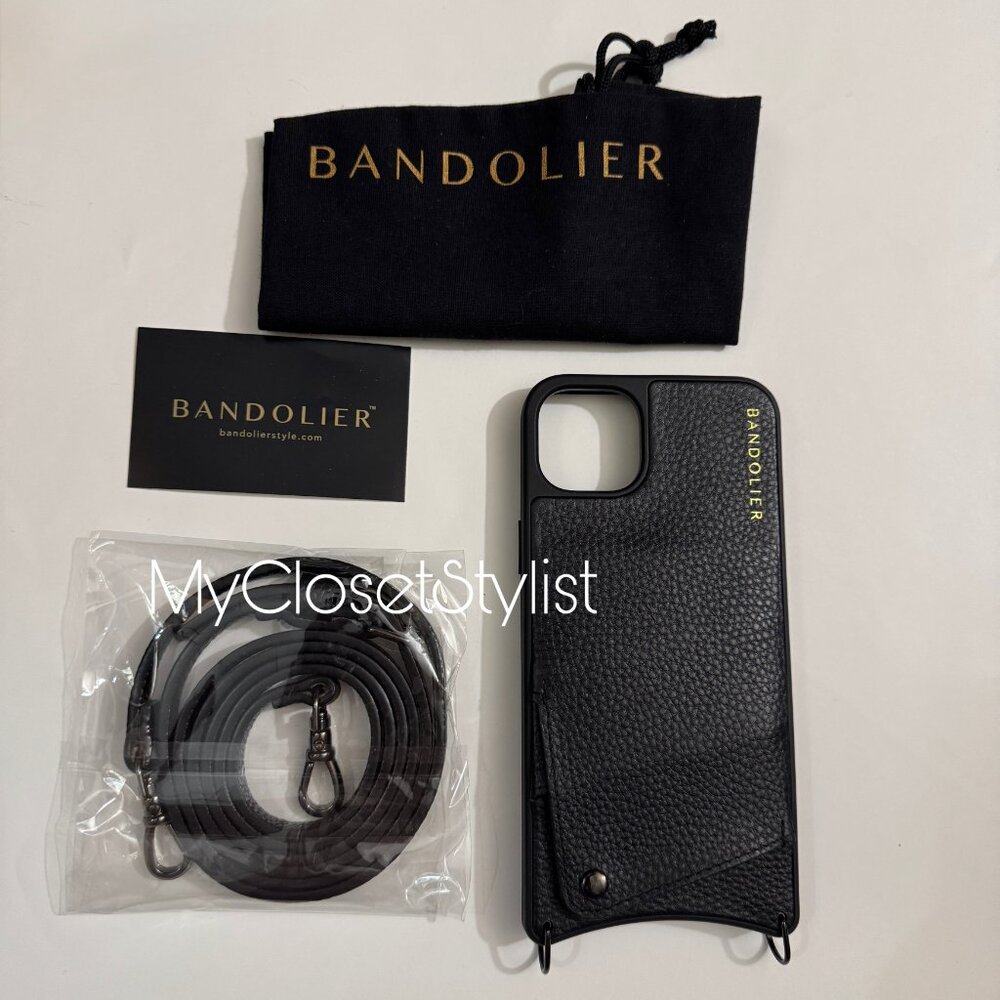 BANDOLIER Black on Black 14 PLUS iPhone Wallet Case Crossbody Set NEW! Unisex